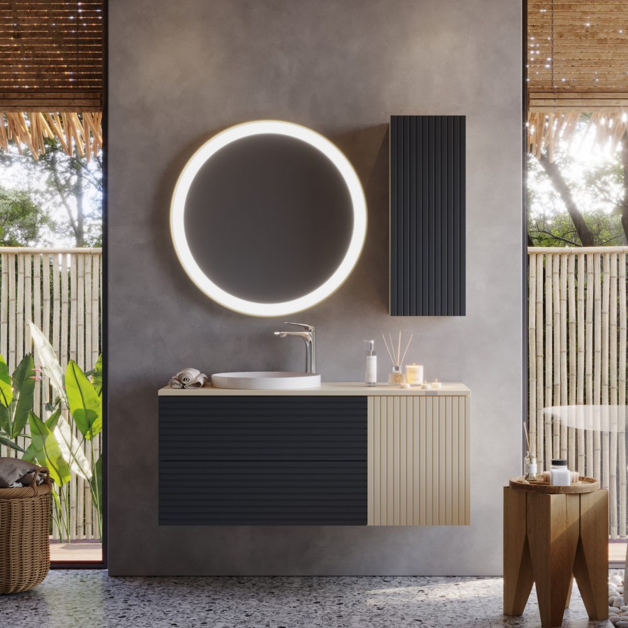 Σετ Έπιπλο Μπάνιου VIEN Ανθρακί MDF 18mm Λάκα 120