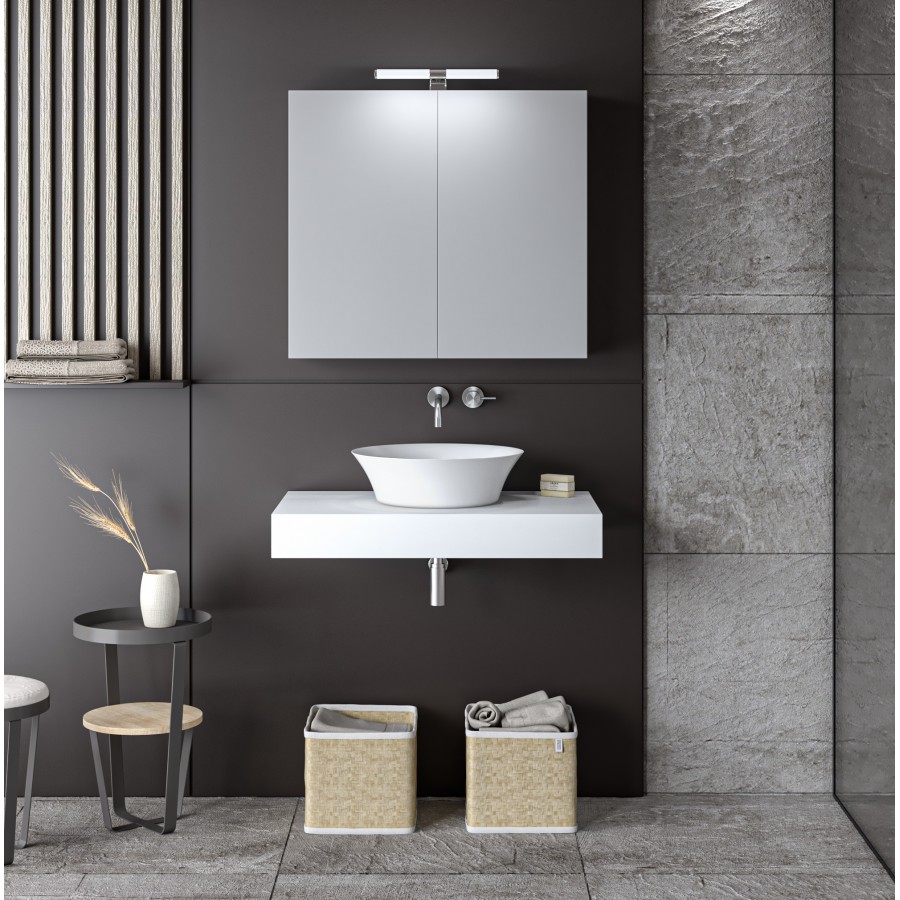 ΣΕΤ ΕΠΙΠΛΟΥ STONE 60cm χρ.WHITE με γκρι νερά