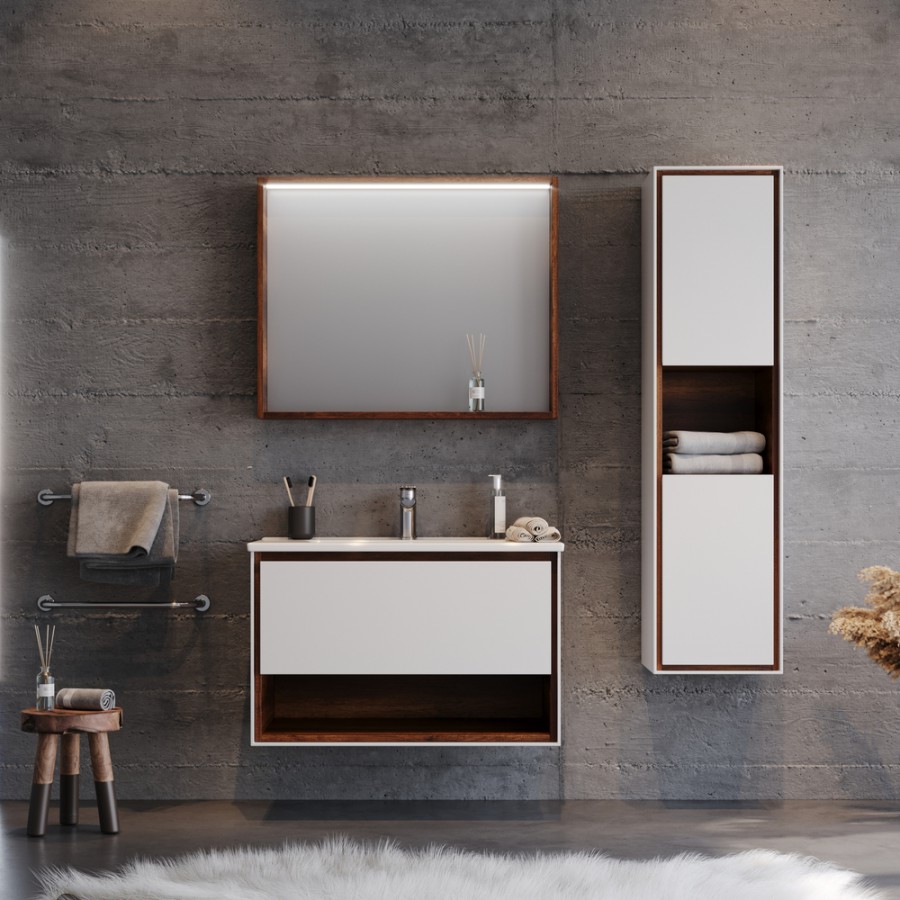 Σετ Έπιπλο Μπάνιου NEW LUNA Λευκό MDF 18mm Λάκα 85
