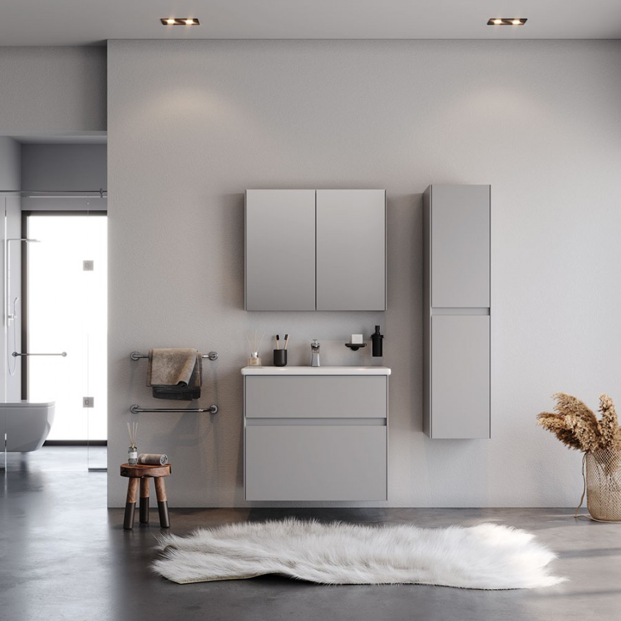 Σετ Έπιπλο Μπάνιου MALAGA Γκρι MDF 18mm Λάκα 80
