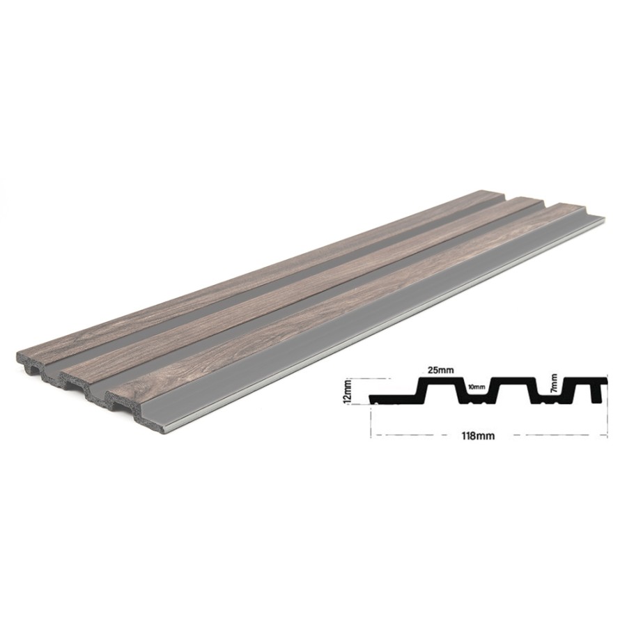 PS PANEL PIANO 00 ΜΕ 3D ΠΗΧΑΚΙΑ 12/122/2900mm WALNUT/DARK GREY
