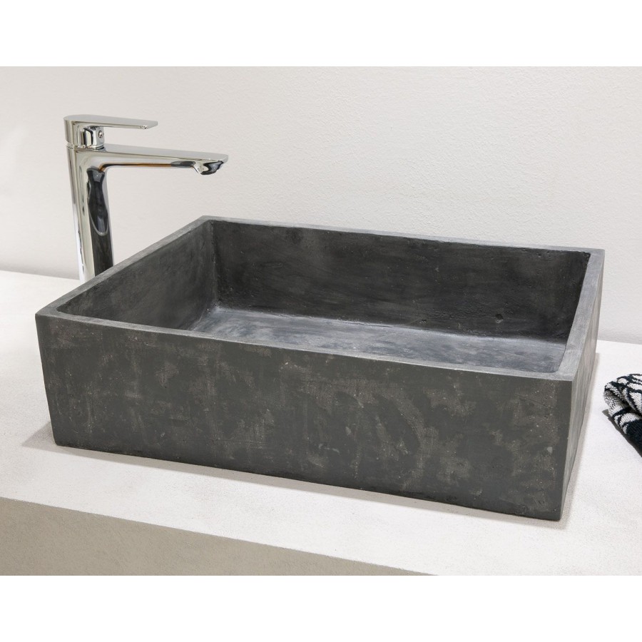 Νιπτήρας ΕΛΕΥΘ. ΤΟΠΟΘΕΤΗΣΗΣ 52x38x14 ανθρακί ROCK