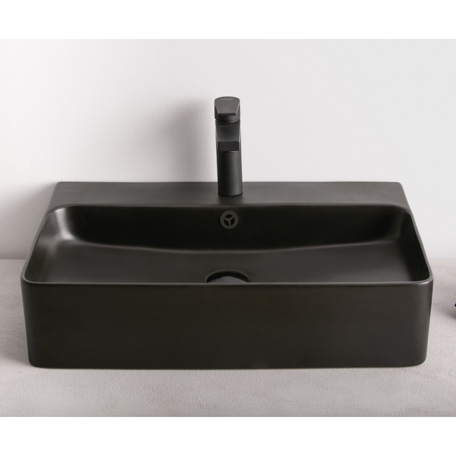 Νιπτήρας  ΕΛΕΥΘ. ΤΟΠΟΘΕΤΗΣΗΣ  60.5×41.5×13 STRATA Μαύρος Mατ