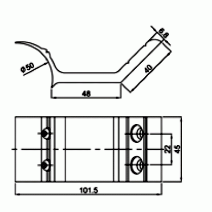 Εξωτερικό στήριγμα Φ50 κουπαστής 