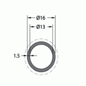 Profil Φ 16x1.50mm αλουμινίου με βαφή inox
