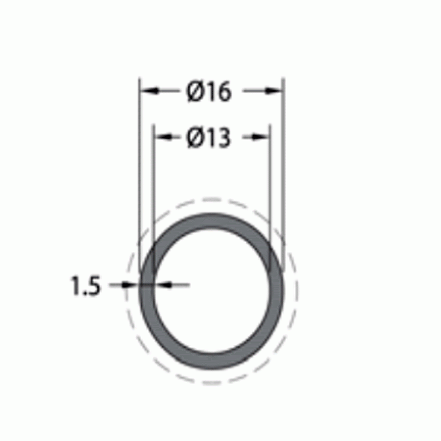 Profil Φ 16x1.50mm αλουμινίου με βαφή inox
