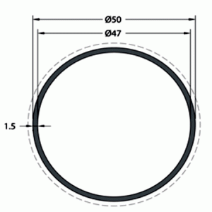PROFIL Κουπαστής Φ 50x1.5mm αλουμίνιου με βαφή inox